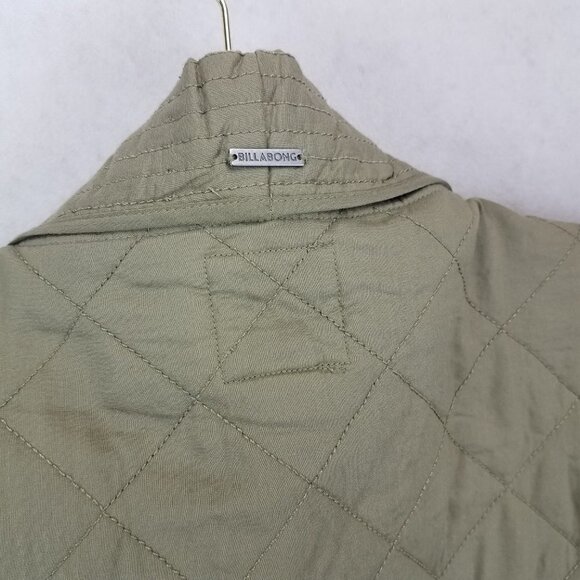 NEW Billabong Size L Piece Out quilted belted longline Jacket in Sage Green - Picture 10 of 13